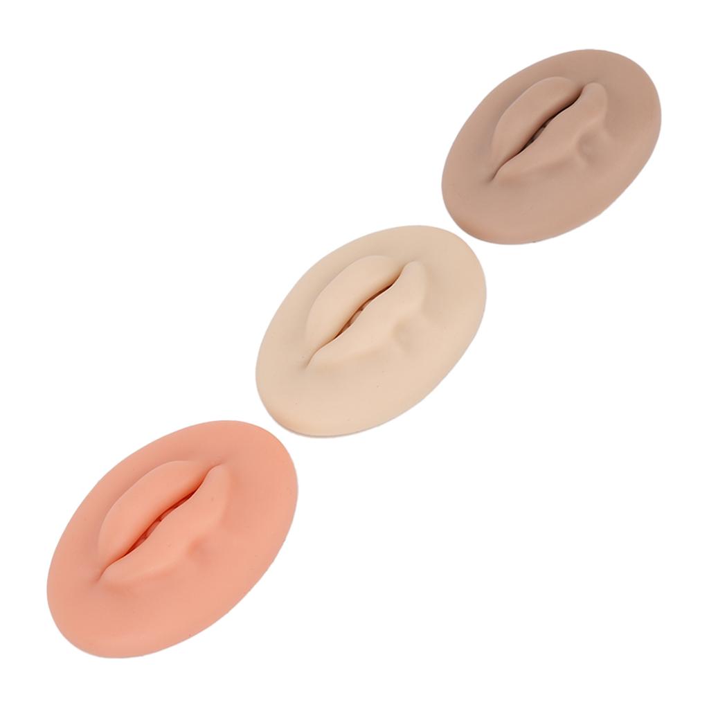 3 Pcs 3D Silicone Lips Elastic Semi Permanent Soft Real Skin Touch Feeling Fake Lips Tattoo Practice Lips