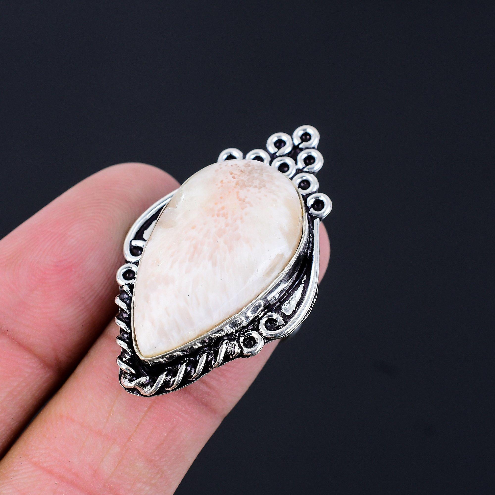 Daughters Day Deal Sterling Silver Natural Scolecite Stackable Elegant Ring US 7 7