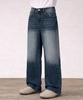 Jikeulib Secret Elastic Waist Vintage Washed Wide Straight Denim Pants 4 Colors (Type B)
