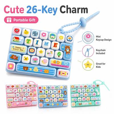 Pressable Keys Stress Relief Decompression Toy Clear Key Sounds Keyboard Toy  Bag Pendant
