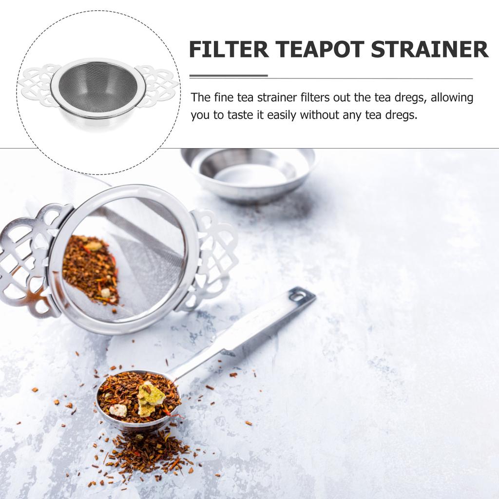 Stainless Steel Tea Strainer Double Handles Mesh Filter High Temperature Resistant For Home Office Tea Ceremony Supply