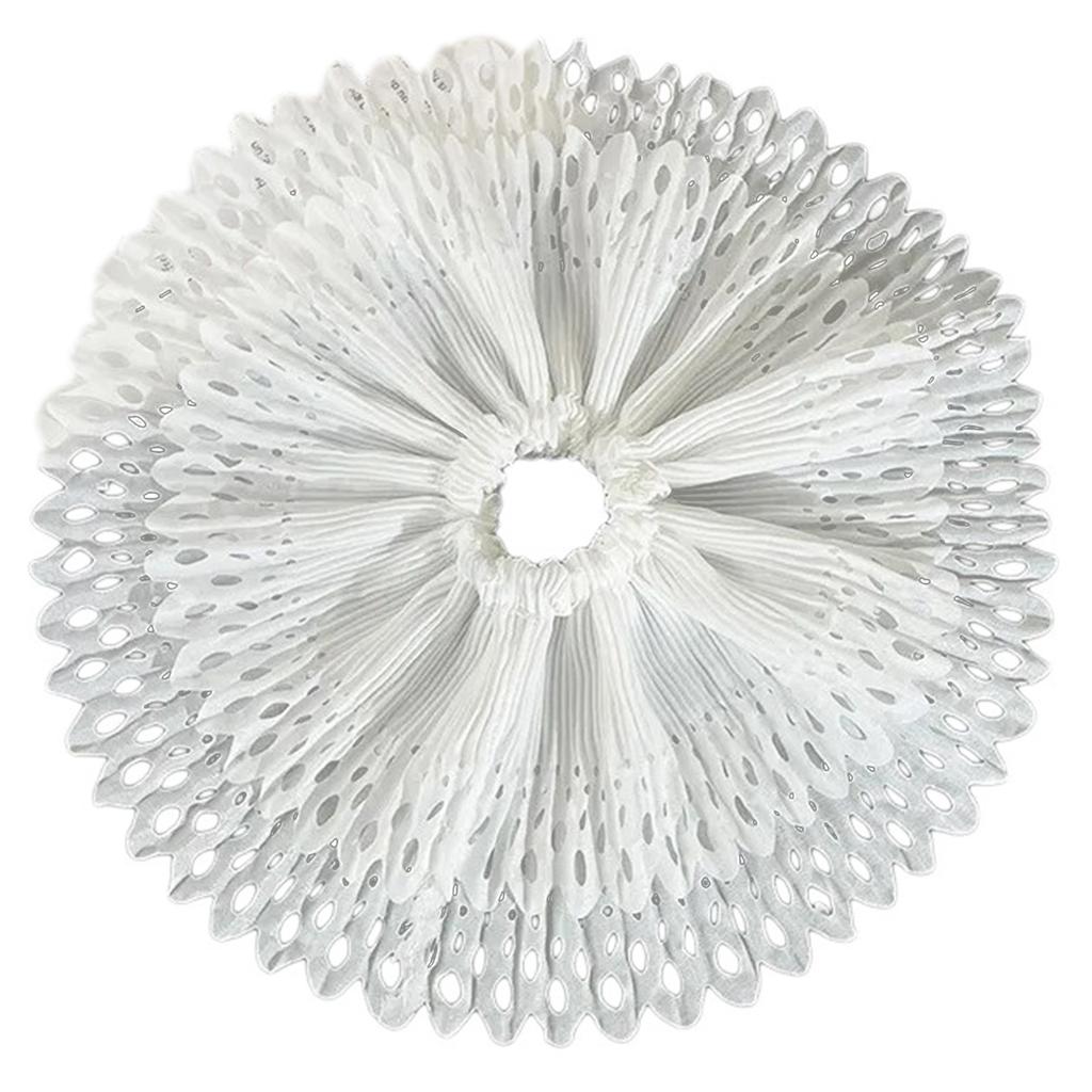 Elegant Scrunchies White Hollow Out Double Layer Pleated Hairband and Elastic Hair Scrunchy for Fashionable Women