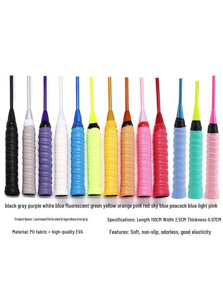 Elastic Perforated PU Leather Overgrip for Badminton, Tennis & Table Tennis Rackets, Fishing Rods with Ribbed Sweatband