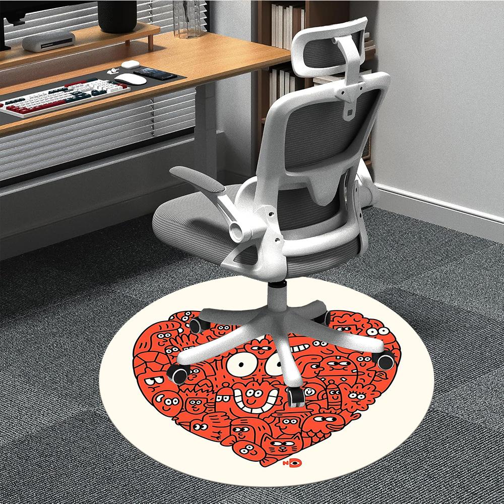 

1pc Heart Characters Office Round Area Rug, Indoor Mat Suitable ForOffice, Under Office Chairs Bedroom Living Room Home Decor, Room Decot099 80cm by 80cm