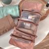 Tragbare einfarbige Kosmetiktasche mit großer Kapazität, Reise-Kulturbeutel, Aufbewahrungstasche für Make-up und Augenbrauenstifte