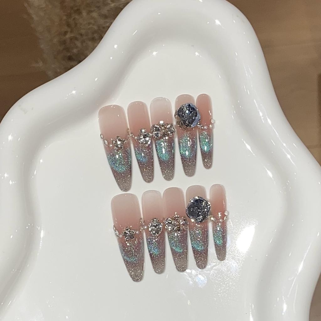 Ice-transparent Fine Flash Gradient Blue Cat Eye Pearl Small Broken Diamond Boutique K9 Diamond Angela Patch