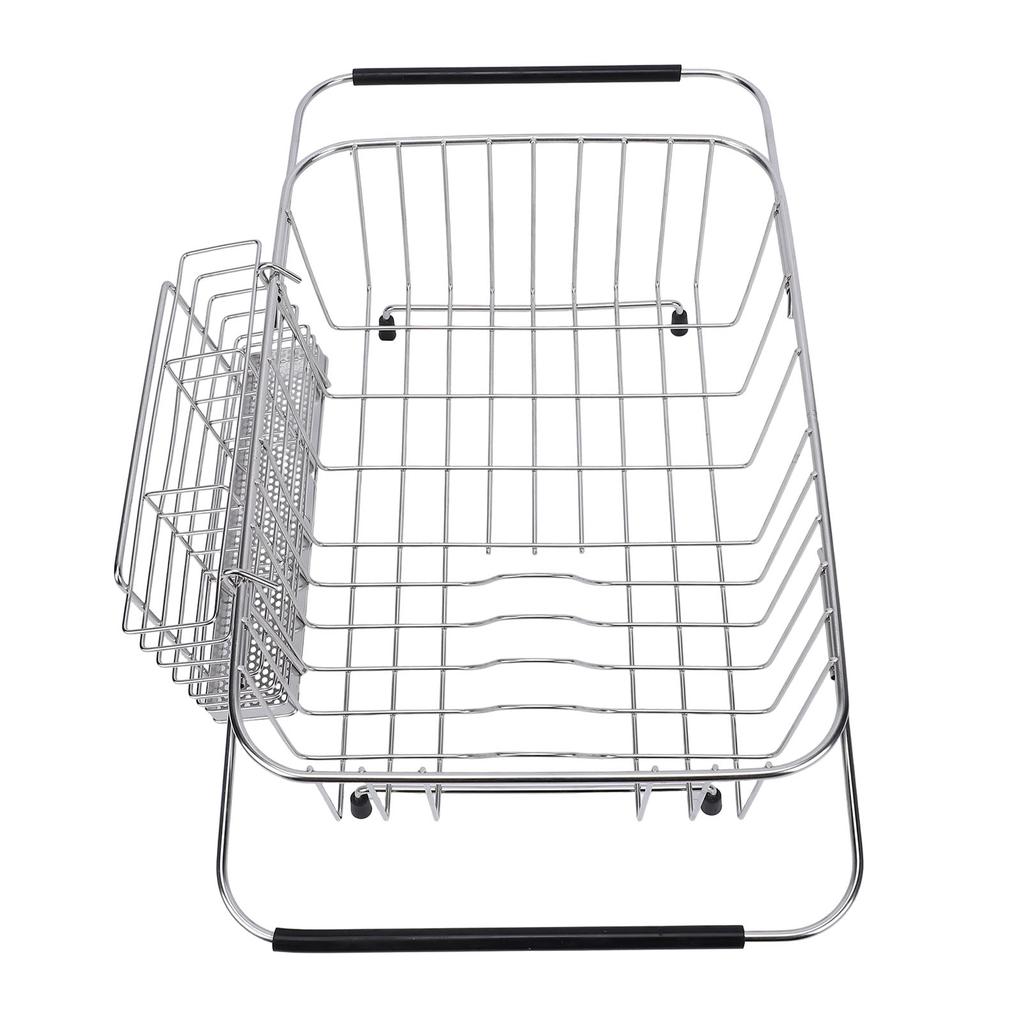  Kitchen Sink Dish Rack with Chopsticks Holder Stainless Steel Expandable Dish Drying Draining Basket 