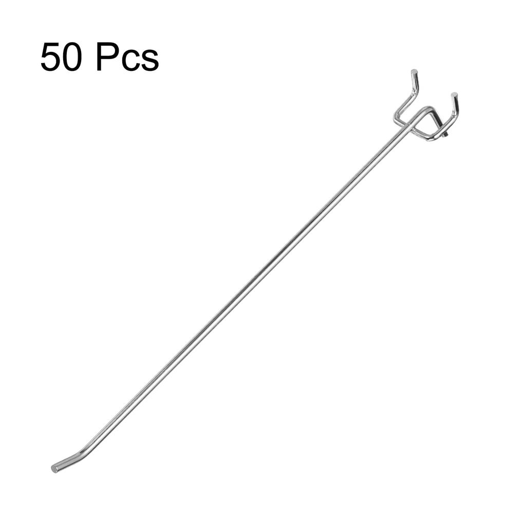 uxcell Stainless Steel Pegboard Tool Organizer Holder for and Silver 50-Pack 10-Inch Hooks, Wall-Mounted Workbench, Garage, Kitchen, Shop,