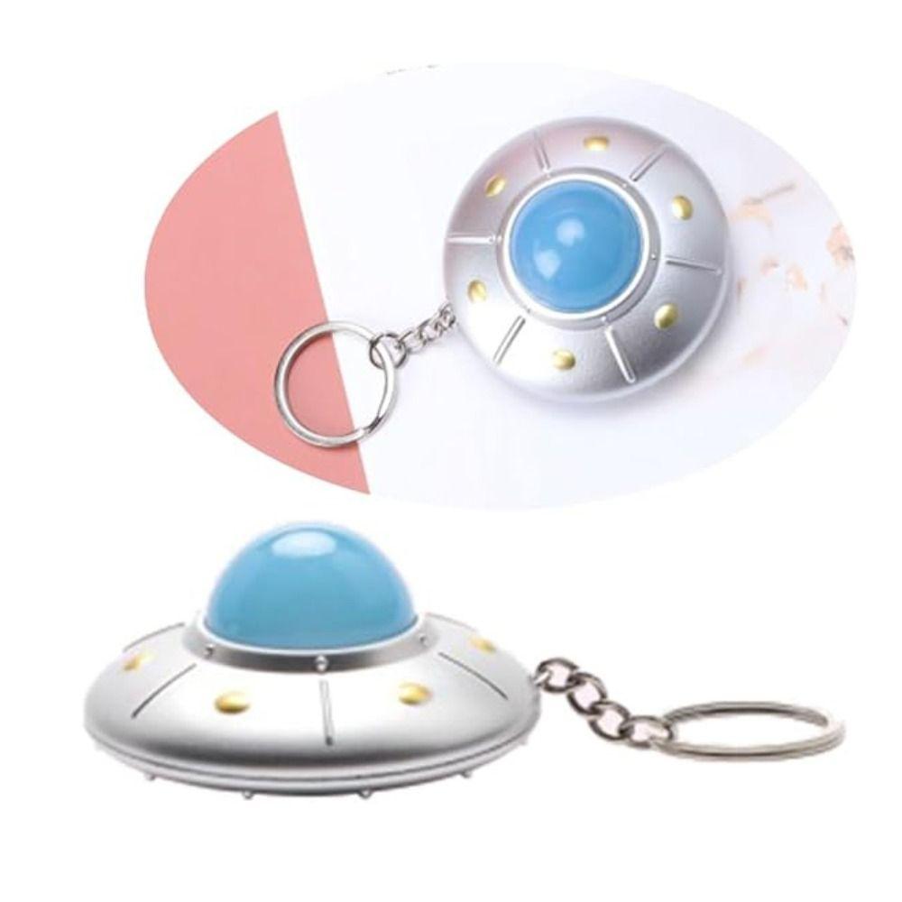 LED Light UFO Keyring Pendant Spaceship Model Keyring Kids Toy Flying Disc Keychain  Small Toy