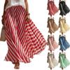 Fustă Maxi Casual de Damă cu Talie Înaltă, Plisată, Linie A, Model în Dungi, Material Ușor, Fluidă, Croială Confortabilă