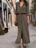 2026 Europäisches & Amerikanisches Langarm-Schlitz-Maxikleid mit Gürtel - Damenmode für Frühling & Herbst