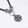 Explosive Men 'S Stainless Steel Viking Wolf Head Cross Warrior Odin Pendant Necklace Jewelry 