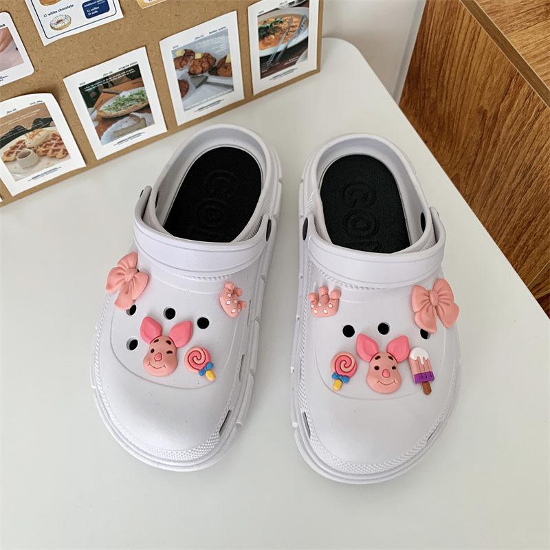 Hole shoes women's 2025 new women's muffin platform beach shoes student bag head wearing sandals