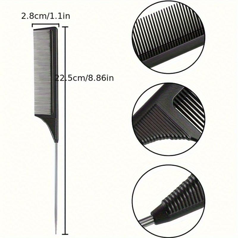 Tail Comb, A Steel Pin-Shaped Protruding Hair Dye Comb - Hair Salon Designed Hair Comb with Haircut Partitioning and Pointed Tail Design
