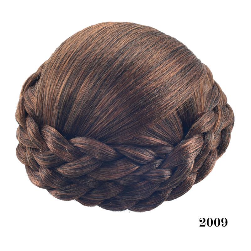 Women Synthetic Clip In Bun Fake Hair Extensions Chignon Roller Updo Hairpiece Braided Chignon
