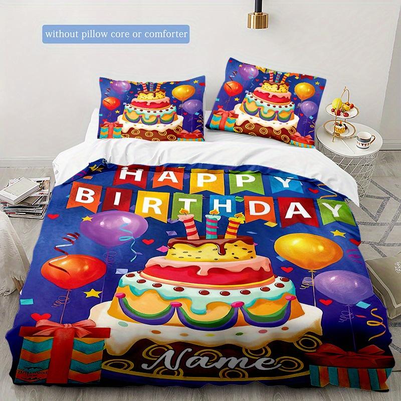 Happybirthday Customize Your Name Duvet Cover Softbedding Set For Bedroom Guest Room And Dorm Decoration Threepiece Set Includes 1 Duvet Cover 2