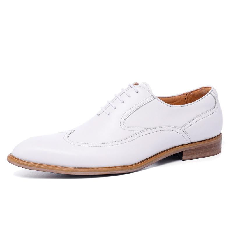 Fashion New White Shoes for Men Leather Shoes Men's Business Dress Breathable Leather Shoe British Lace-up Fashion Wedding Party