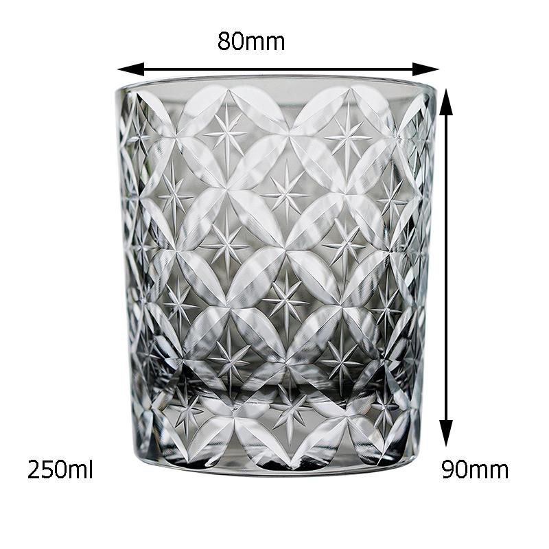 Star Pattern Whiskey Glass 250ml, Hand Engraved Edo Kiriko Crystal Tumbler, Vaso Whisky Grabado Estrellas Japanese Barware 201-300ml