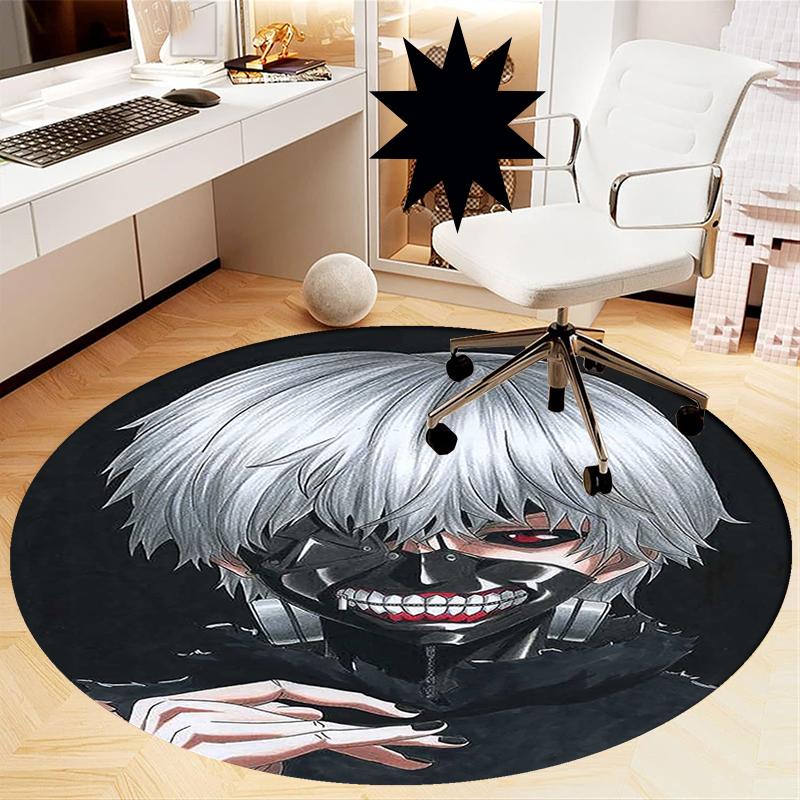 Tokyo Ghoul Printed Round Rug Carpet Chair Rug Area Rug Entryway Doormats,for Office Chair Living Room Bedroom Kitchen Room.
