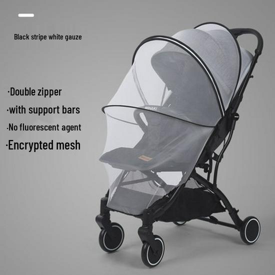 Plasă de țânțari universală cu fermoar pentru cărucior de bebeluș cu acoperire completă - Criptată și Mărită
