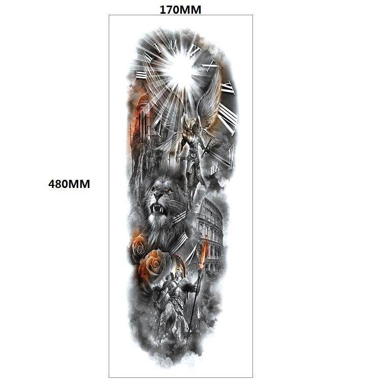 Lion Tiger Head Large Pattern Waterproof Full Arm Tattoo Sticker Flower Arm Large Pattern Water Transfer Wind Sticker