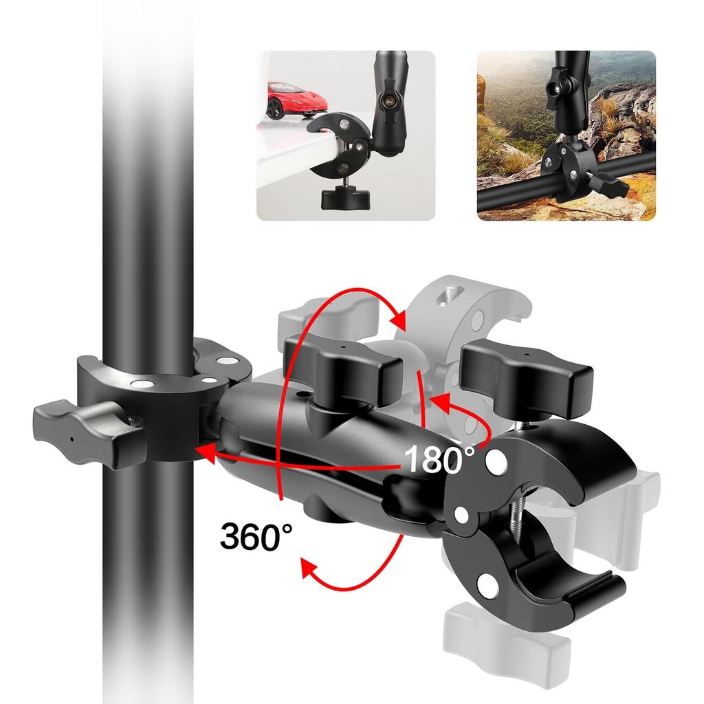 PULUZ Dvojitá svorka Super svorka Držák na kolo Insta360 Držák na kolo Insta360 Svorka pro upevnění GoPro Hliníková Ideální pro kola a jízdní kola Pevná kamera Akční kamera