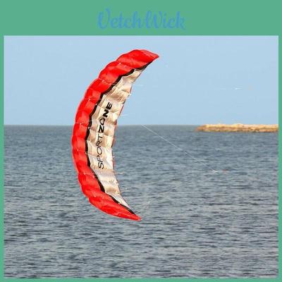 2.5m Dual Line Parafoil Parachute Stunt Sport Beach Outdoor Toys Red Kite With Premium Checked Fabric**