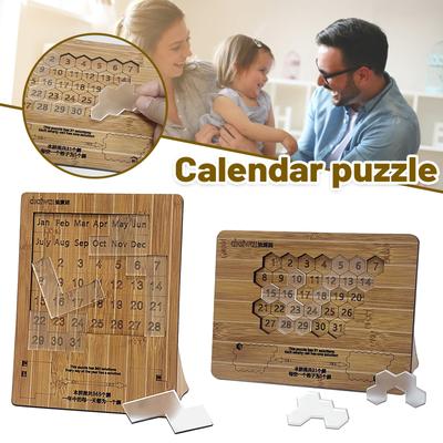 Funny Wooden Perpetual Calendar Puzzle Unzip Creativit Brain Teaser Games
