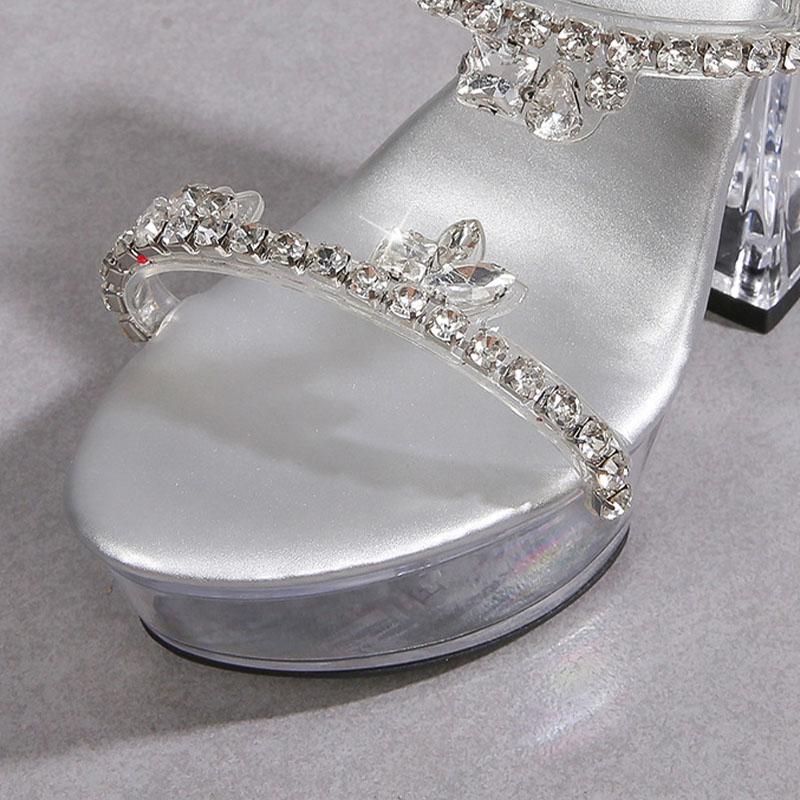 Women's Shoes Thick Heel Rhinestone Nightclub High Heels Luminous Catwalk Crystal 10365 Series 14cm Heel 4cm Platform LFD