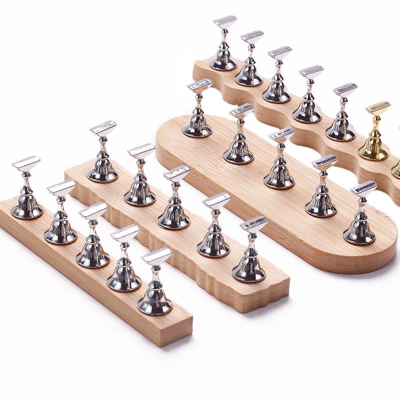 Solid Wood Magnetic Nail Art Holder for Beginners and Artists