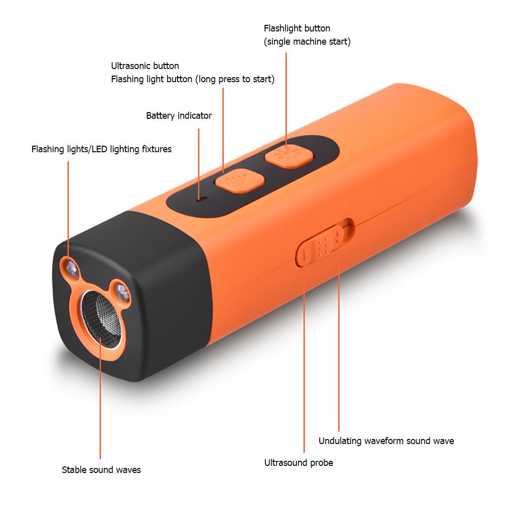 Ultrasonic Pet Dog Repeller with Strobe Light Portable Rechargeable Anti Barking Device for Dogs Stop Barking Behavior Training
