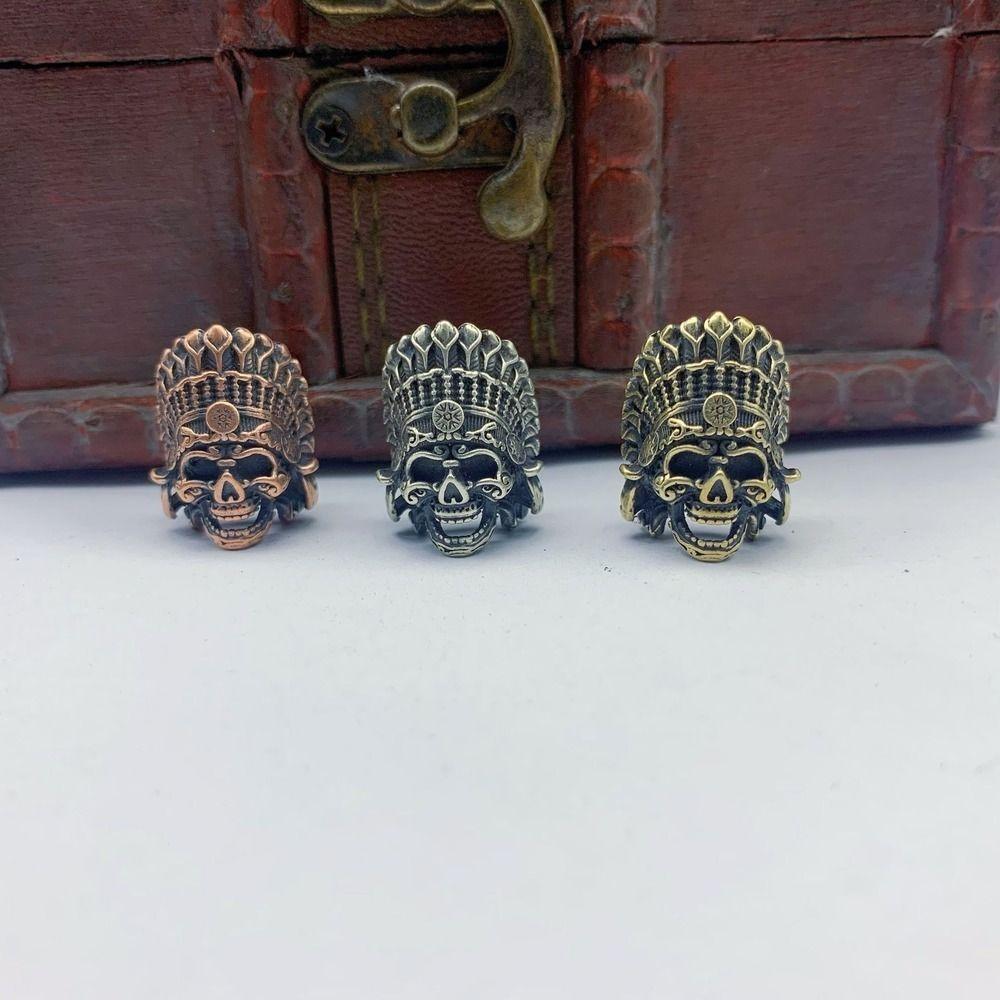 Copper Brass Crown Skull Beads Crown Outdoor Tools Brass EDC Skeleton Pendant EDC Outdoor Tools
