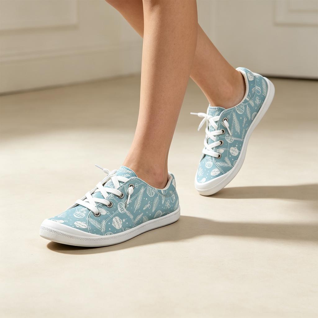 Women's Christmas Print Shoes Comfortable Flat Casual for Holiday