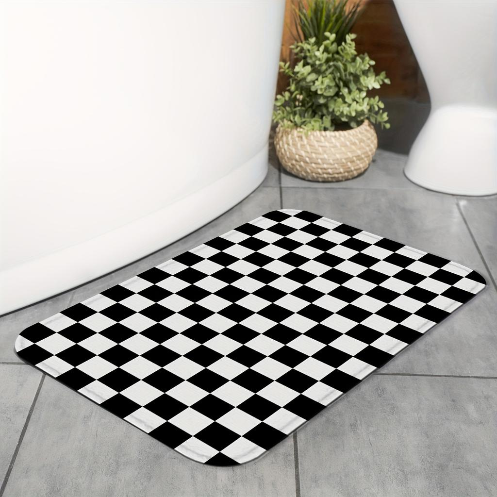 Black White Check Kitchen Mat Home Decor Non-slip Hallway Balcony Rugs Laundry Rooms Entrance Door Mat Bathroom Foot Pad