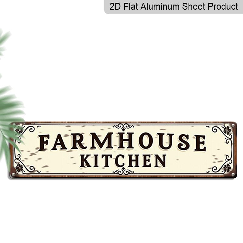 15,7×3,94 Zoll Rustikales Bauernhaus Metall-Wandschild, Aluminium Dekoschild, Vintage Holzoptik Küchenschild mit 2D Flachdruck, Landhaus Dekoration für
