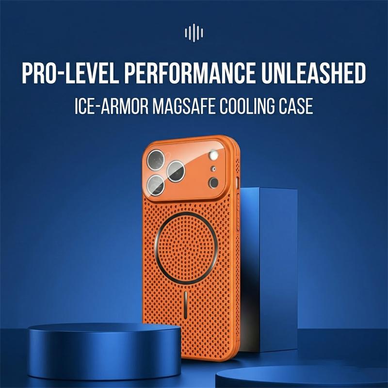 Heat Dissipation Mesh For MagSafe Phone Case For iPhone 17 16 15 14 13 Pro Max Large Window Lens Protector Magnetic Hard Cover