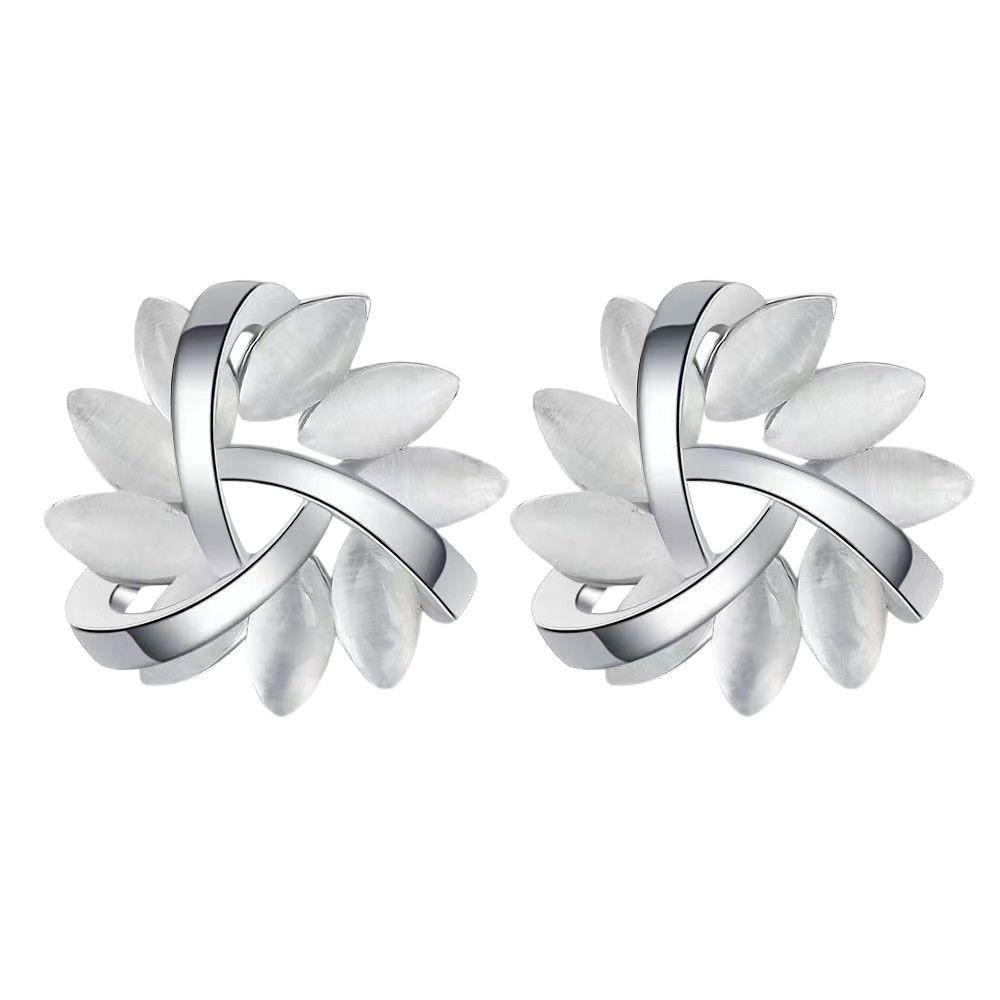 Elegant Floral Cat's Eye French Earrings for Women