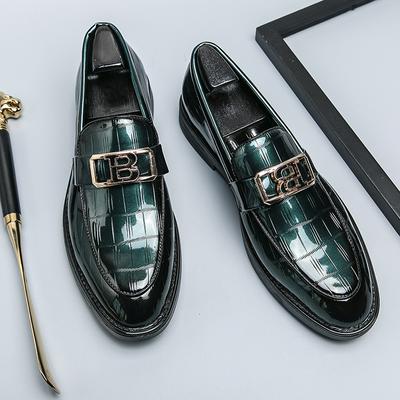 Versatile New Men's Leather Casual Shoes Massage Sole Luxurious Green High-end Banquet Dress Shoes Men's Business Work Shoes