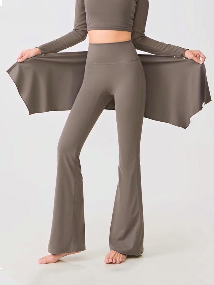 Pantalones Falda de Yoga para Mujer Tallas Grandes de Cintura Alta con Forro Polar - Elevación de Glúteos y Acampanados Micro Engrosados para Fitness de Otoño Invierno