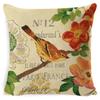 Village Style Rural Flower And Bird Sofa Pillow Cover Linen Spring Cushion Cover Car Waist Backrest Cover