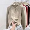 Soft Waxy Knitted Sweater Women's Single-breasted Simple Solid-color Top Jacket Spring Age-reducing Cardigan