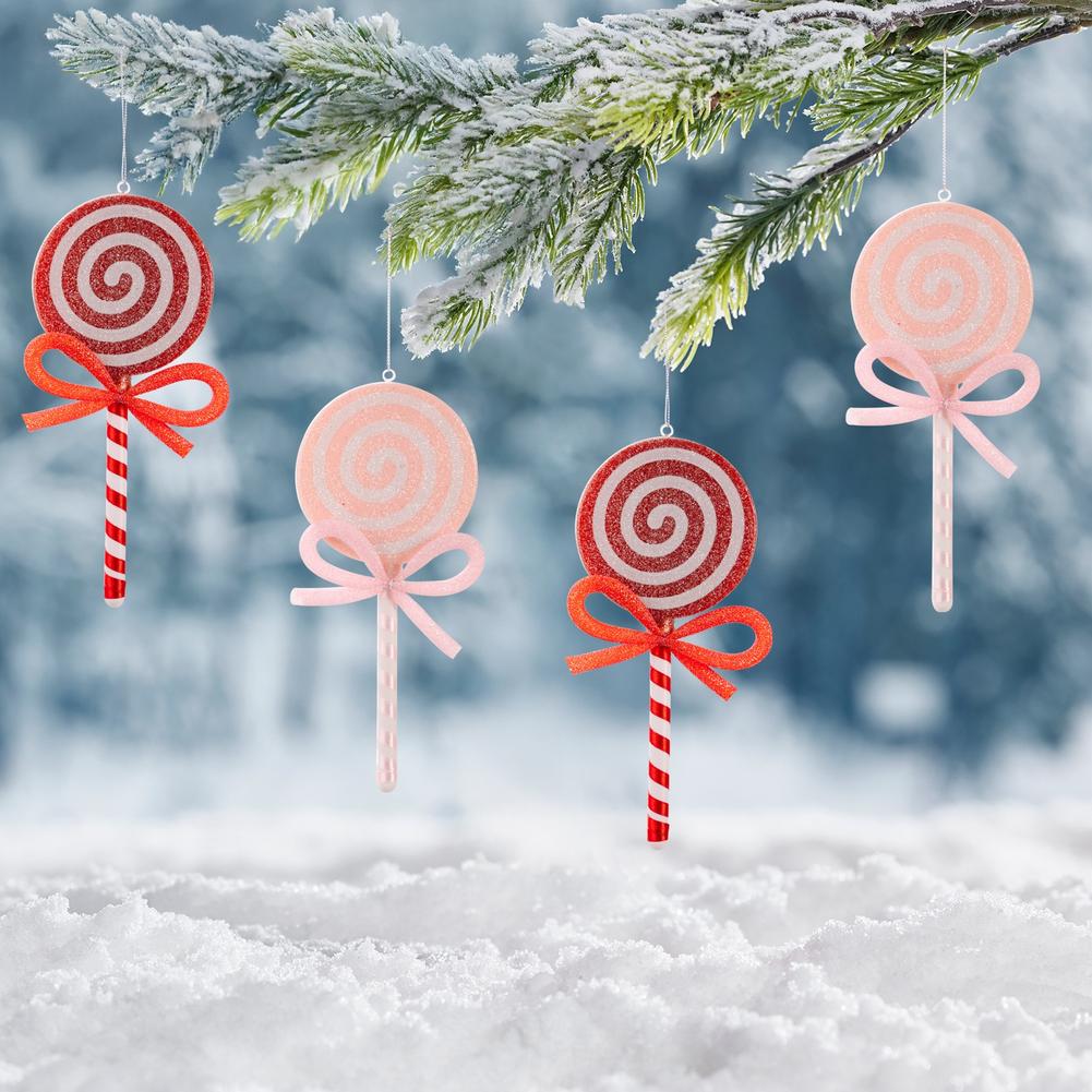 Christmas Lollipop Decorations Red Pink Ornaments Intricate Details