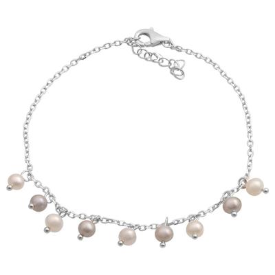 Silver Bracelet with Natural Pearls, Product Weight 2.52 G (2185178)