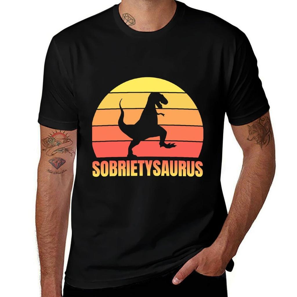Sobriety T RexAlcoholics Anonymous AA Sober AF TShirt Long Lasting Casual TShirt