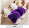 Children's and Women's Winter Fur Cross-Strap Cotton Slippers, Warm, Non-Slip for Home Use