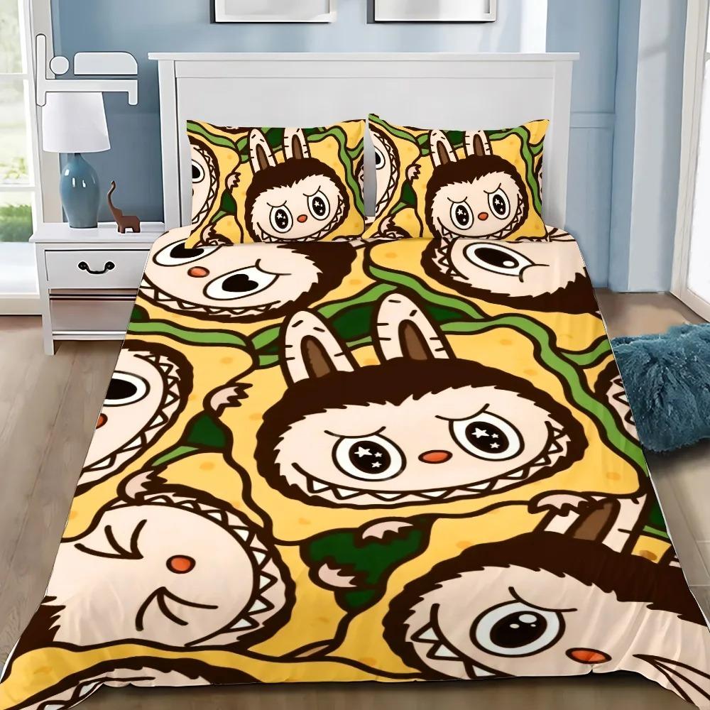 Søtt 3D Labu sengetøy 2/3 delers soveromssett, Barnegave Tenåringer voksen Mikrofiber dobbeltseng Dynetrekk med glidelås Romdekor
