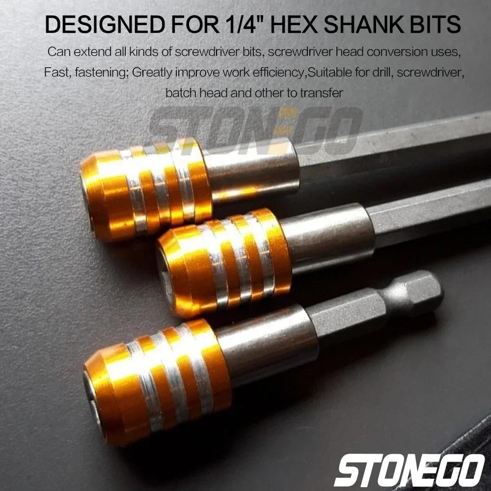 Xiaomi Stainless Steel Extension Rod 60 100 150 mm Yellow Three Slot One Quarter Inch Quick Change Tool Accessory for Drill Power Tools