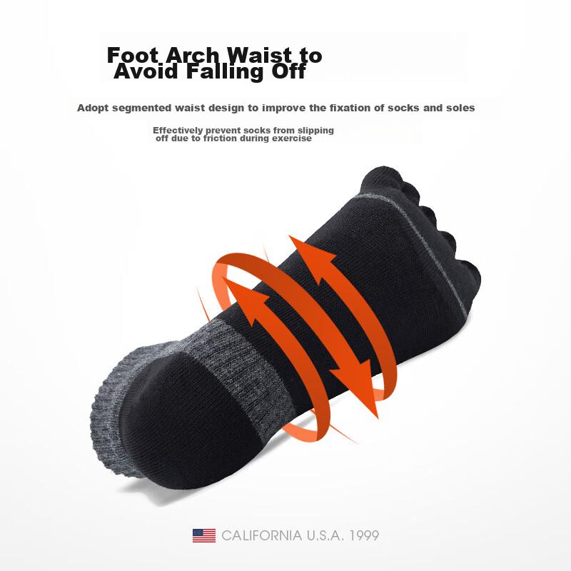 TFO Competition-Grade Five-Toe Outdoor Socks, Durable Hiking Socks, Sports Running Toe-Separated Socks 2202419 Men's Orange-Red Color