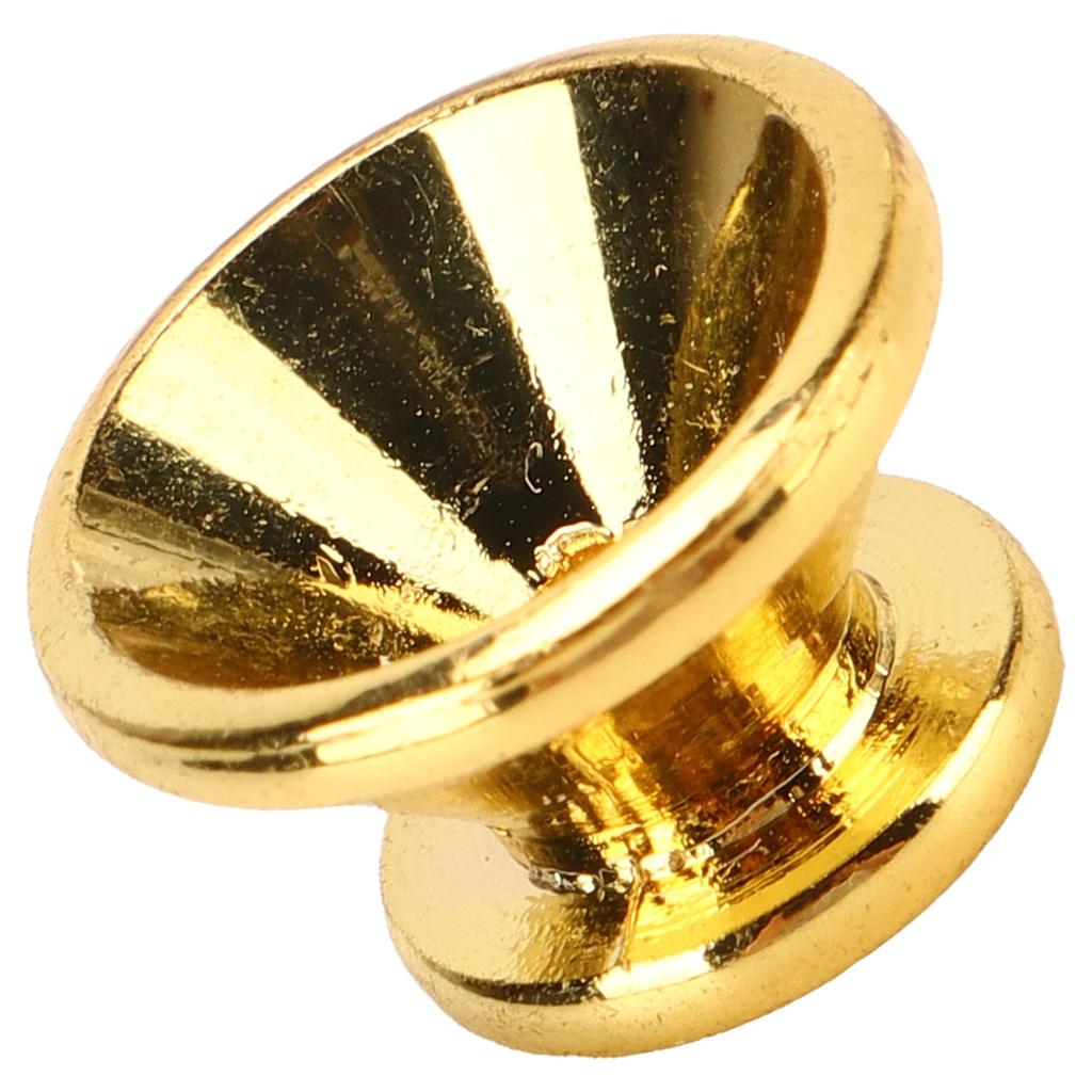 2Pcs Guitar Strap Lock Buttons Metal End Pins Set Mounting Screws Wool Washers Modern Design for Bass Ukulele Gold