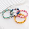 New Fashion Deil Eye Enamel Bangle for Women Colorful Beaded Boho Rectangle Shape Hand Accessory